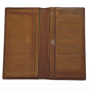 HERMES Citizen Twill Silk In Bifold Leather Long Wallet Etoupe